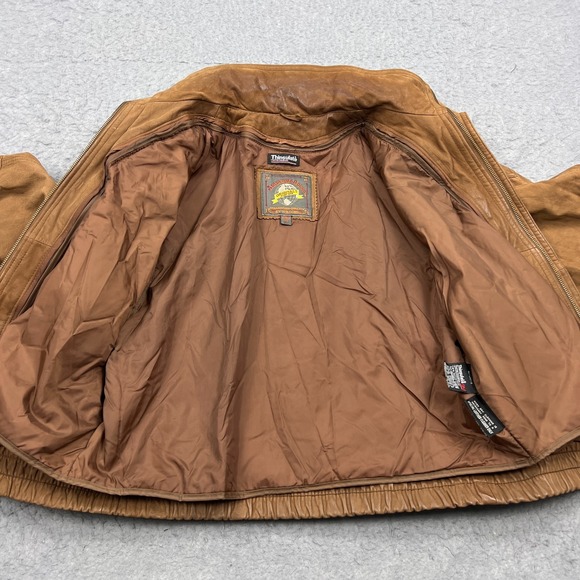 VTG Wilsons Adventure Bound Bomber Jacket Women's Small Brown Leather Lined Coat - Picture 4 of 14